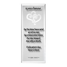 PLAQUE MIROIR " 25 ANNÉES D`AMOUR"