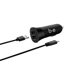 Chargeur de voiture à double port USB Chargeur avec câble Micro-USB